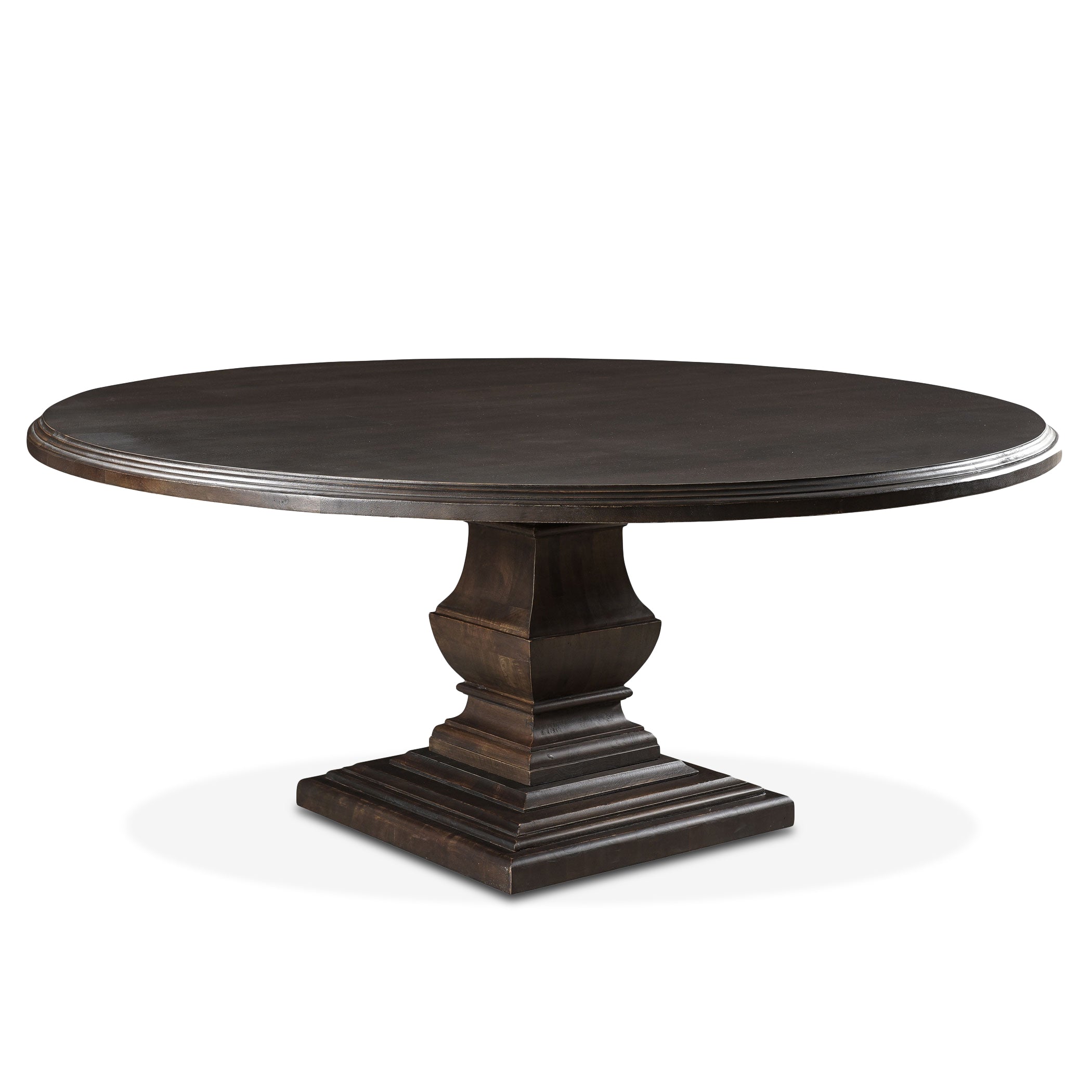 Toulon Round Dining Table, Vintage Brown: Solid mango wood table with a stunning vintage brown finish