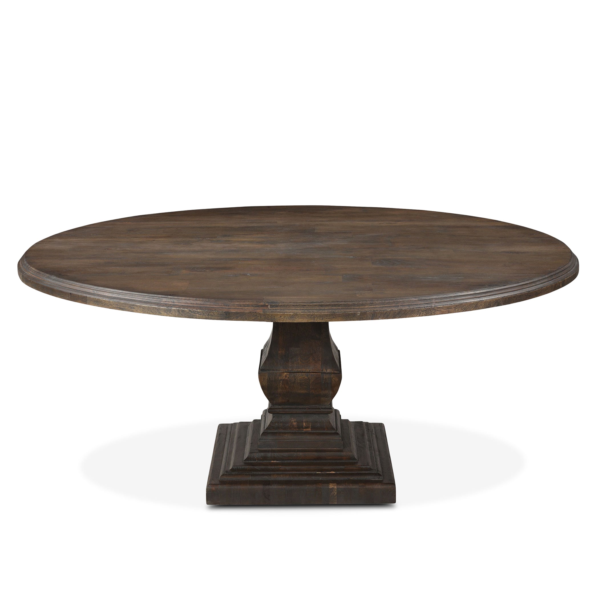 Toulon Round Dining Table, Weathered Mango: Solid Wood Dining Table