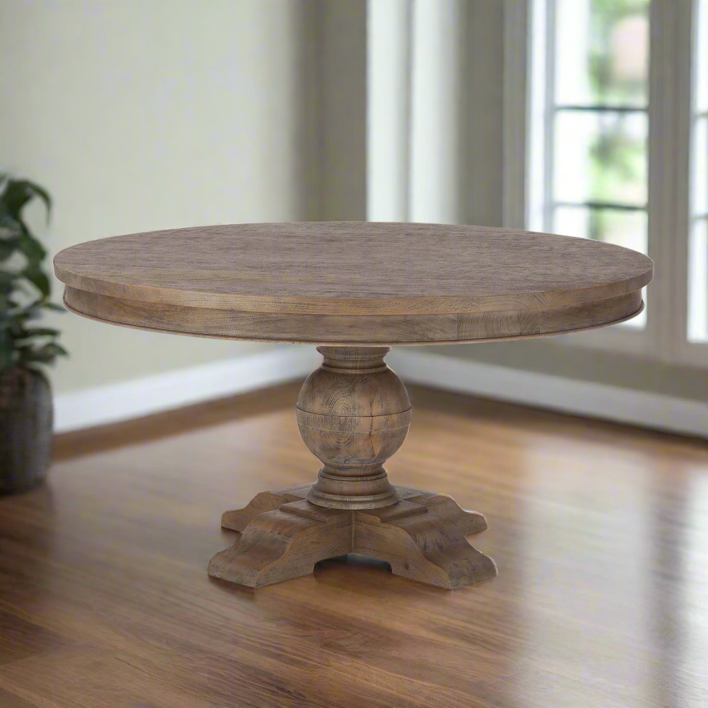 Chatham Downs Round Dining Table for 8 with Solid Mango Wood Base