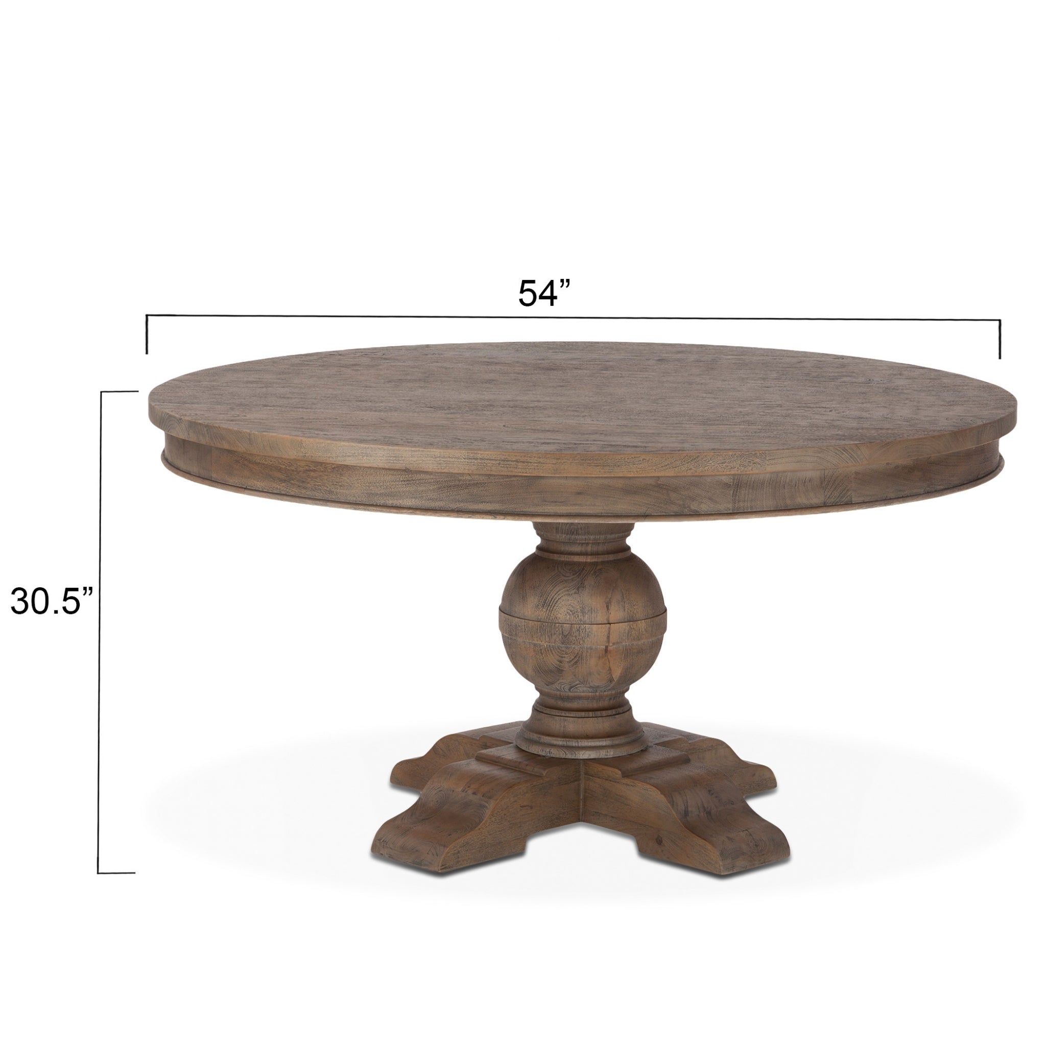 Chatham Downs 54-Inch Weathered Teak Round Table with Rustic Charm