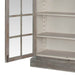 Arched Glass Door Display Cabinet: Stylish farmhouse storage with solid mahogany and a vintage grey finish