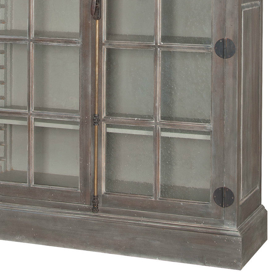 Manor Style Arched Display Cabinet: Stylish home storage solution with a waterfront grey stain